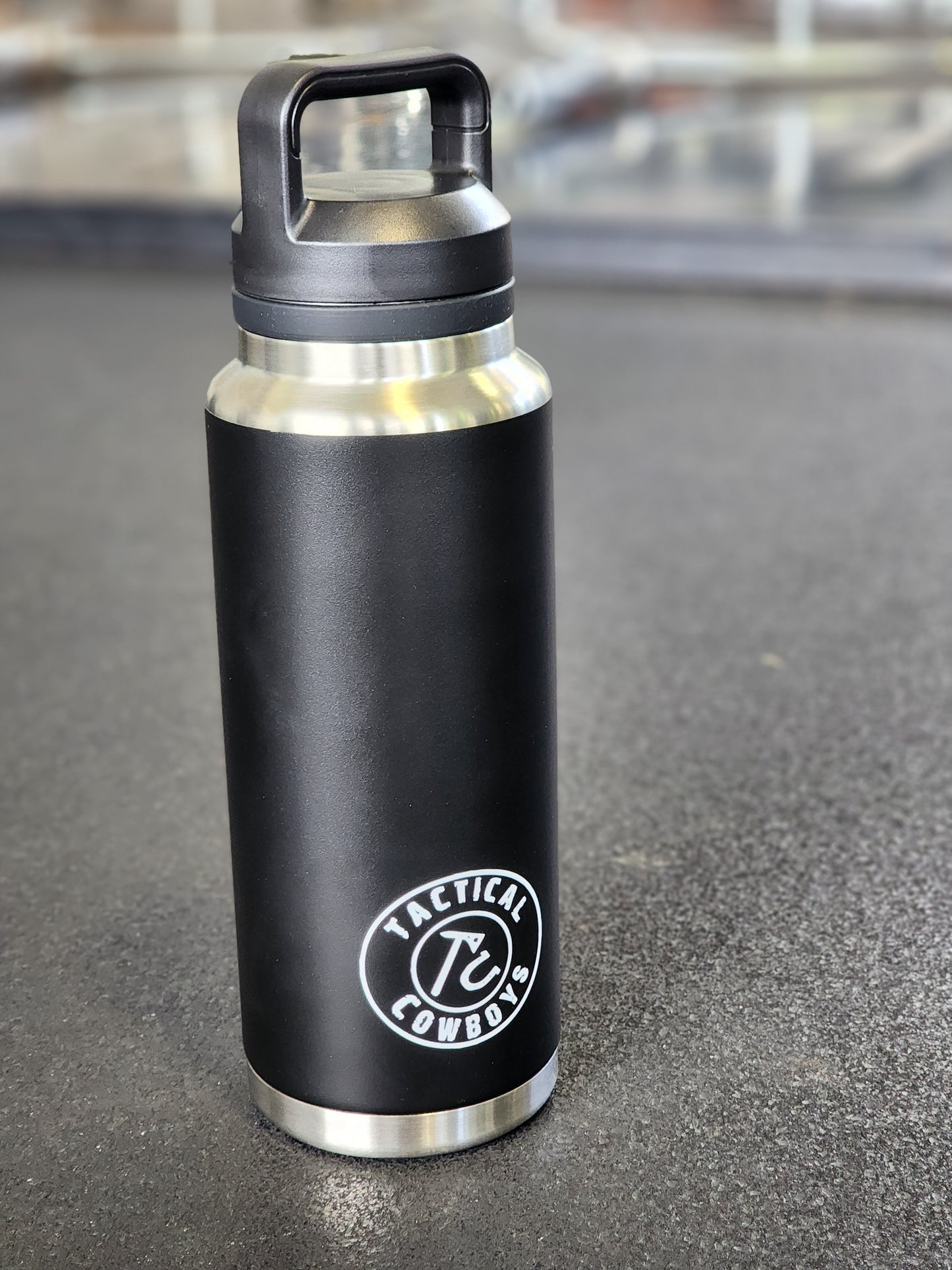 Stainless Steel Water Bottle (Black, White TC Logo)